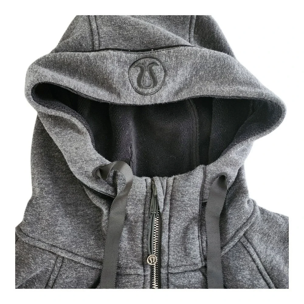 Lululemon Scuba Full Zip Hooded Jacket Fleece Lined Size‎ 6 Gray Pockets Stretch